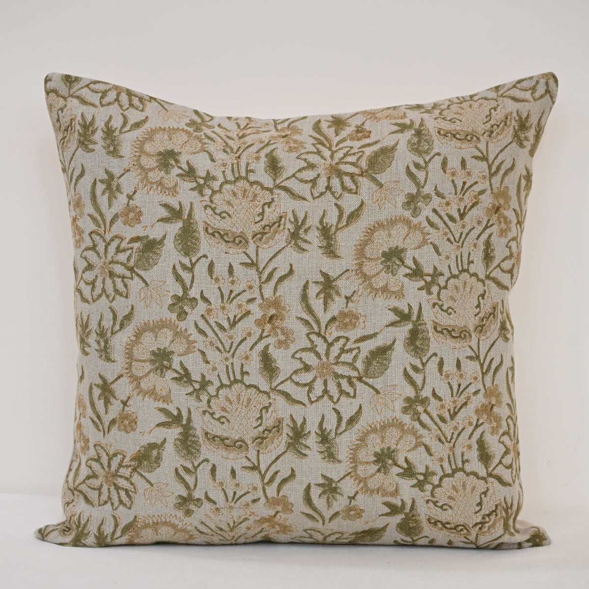 Sydney Warm Linen Block Print Pillow Cover