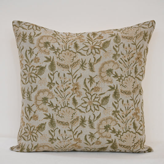 Sydney Warm Linen Block Print Pillow Cover