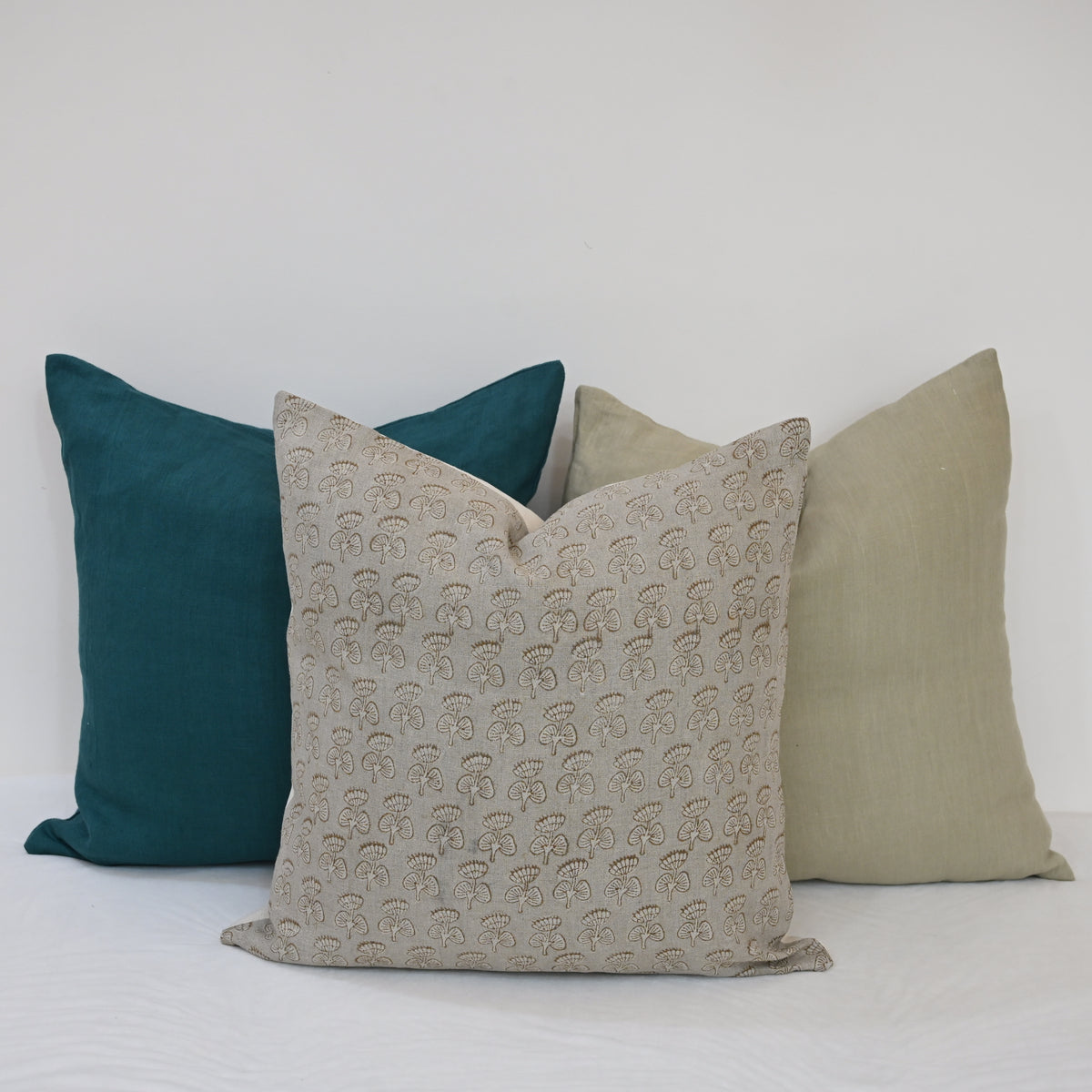 Joanna Sepia Linen Block Print Pillow Cover