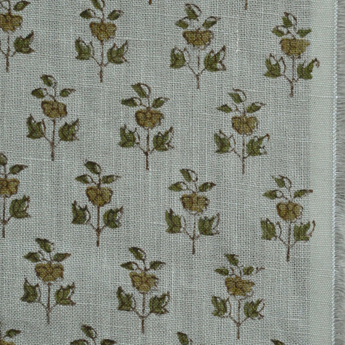 Yllom Floral Linen Block Print Fabric
