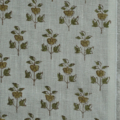 Yllom Floral Linen Block Print Fabric