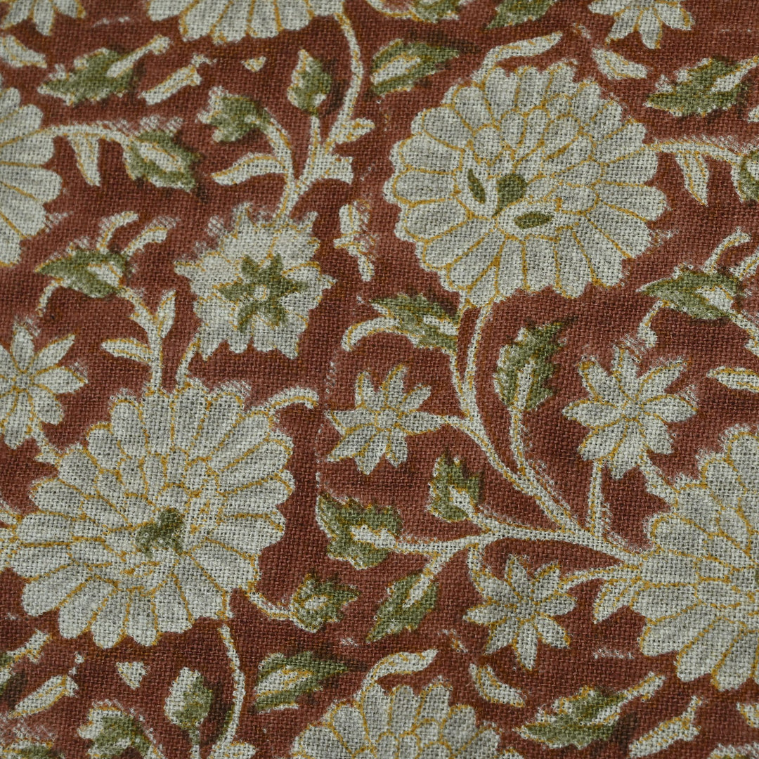 Dahlina Artisan Block Print Linen Fabric