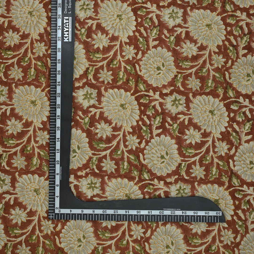 Dahlina Artisan Block Print Linen Fabric