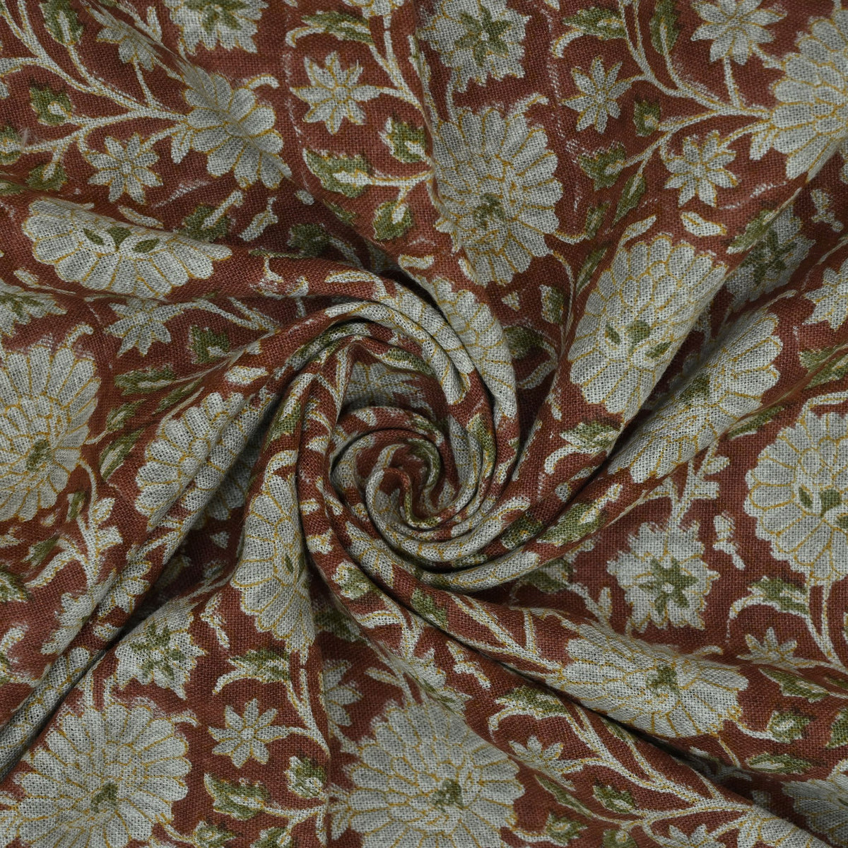 Dahlina Floral Block Print Fabric