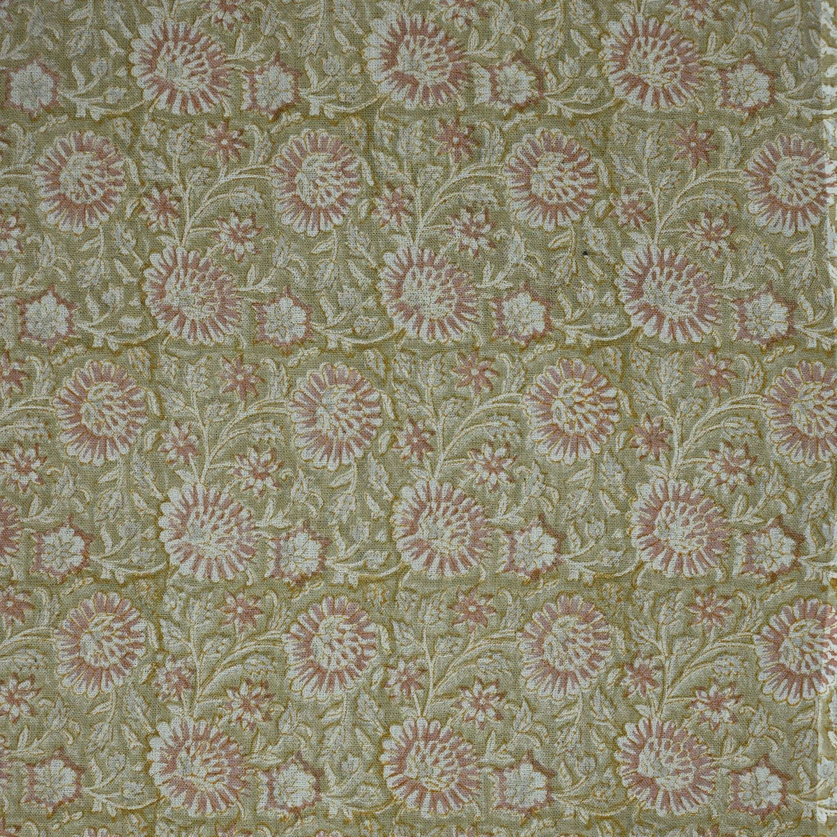 Alexis Floral Linen Block Print Fabric