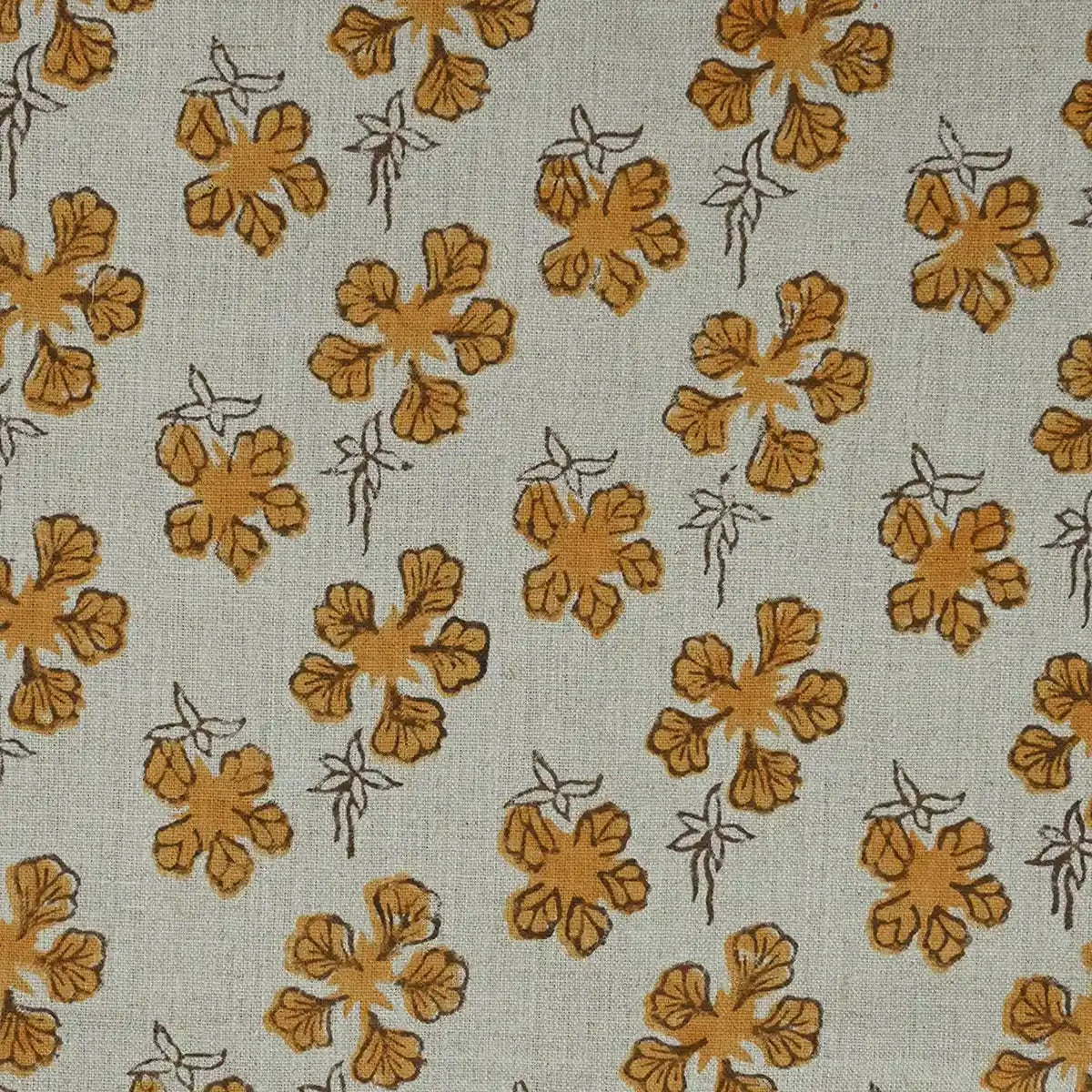 Kaelith Floral Block Print Linen Fabric