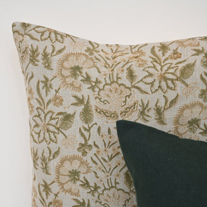 Sydney Warm Linen Block Print Pillow Cover