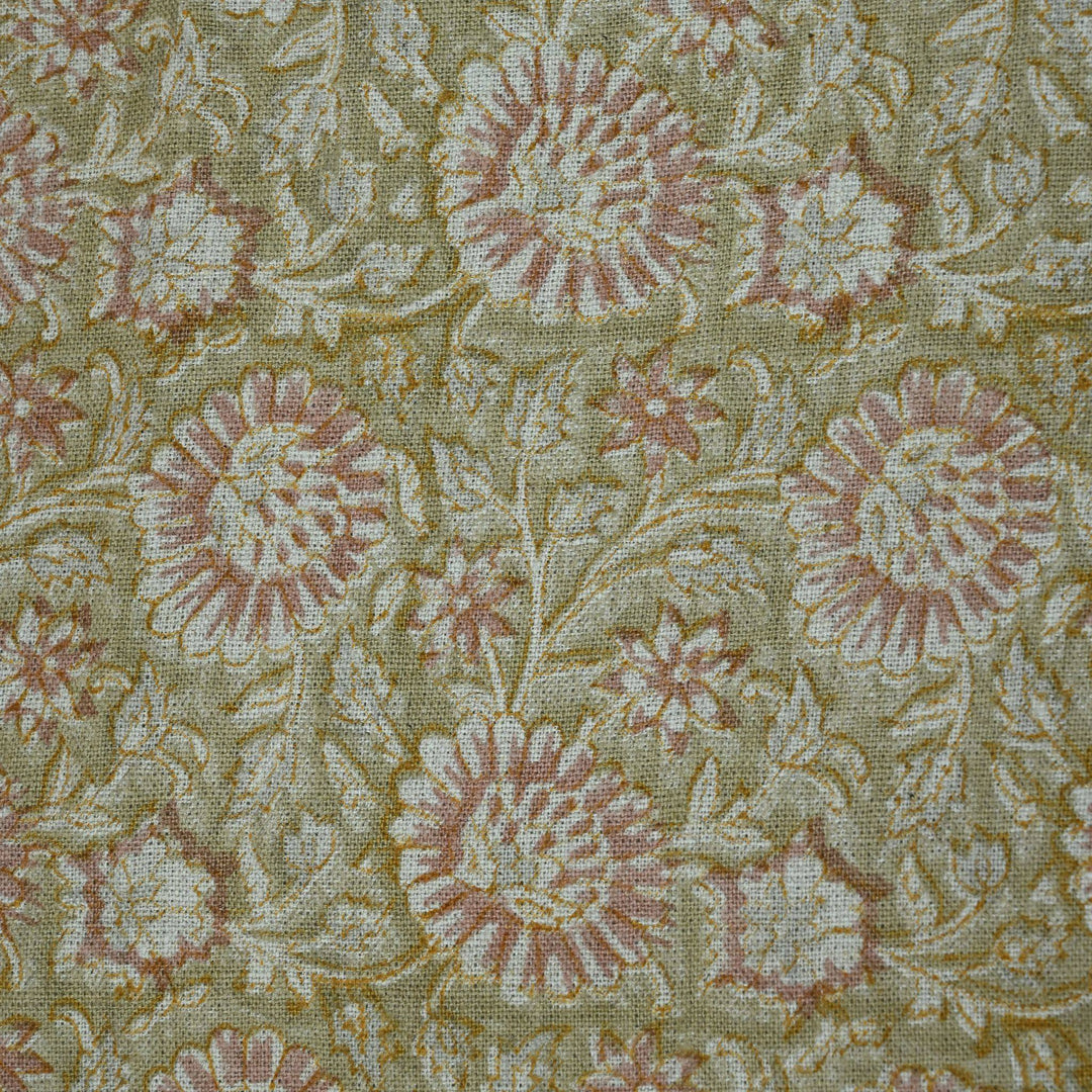 Dahlina Artisan Block Print Linen Fabric