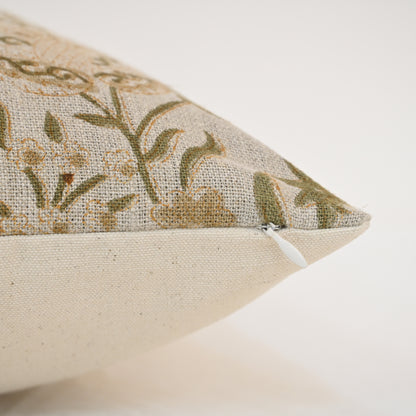 Sydney Warm Linen Block Print Pillow Cover