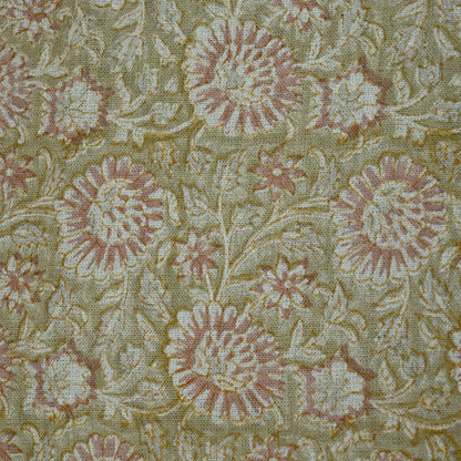 Alexis Floral Linen Block Print Fabric
