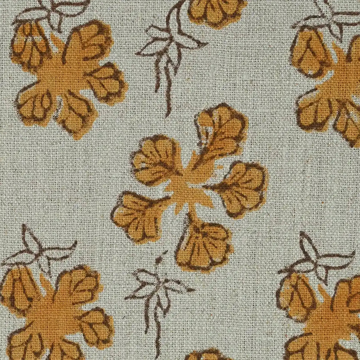 Laurie Hand Block Printed Linen Fabric