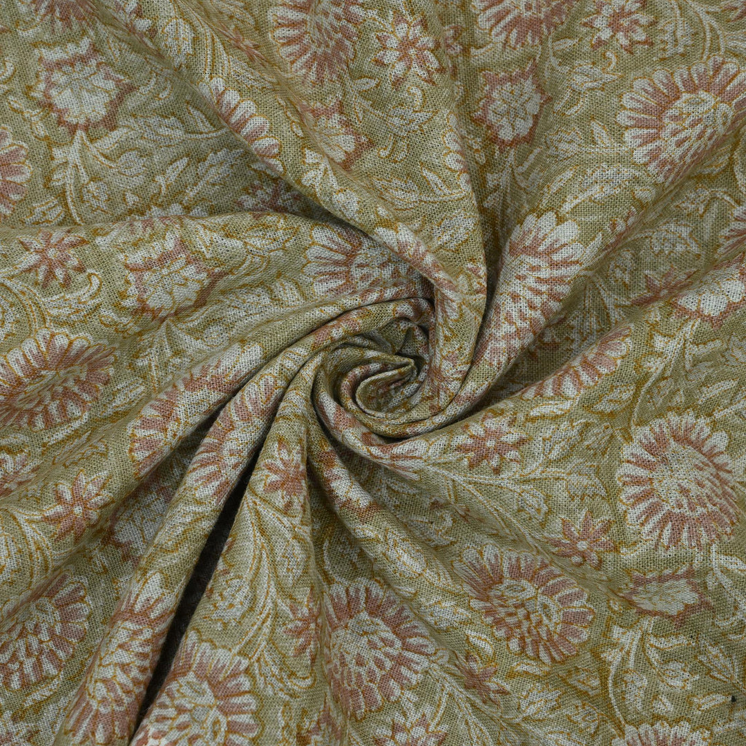 Dahlina Artisan Block Print Linen Fabric
