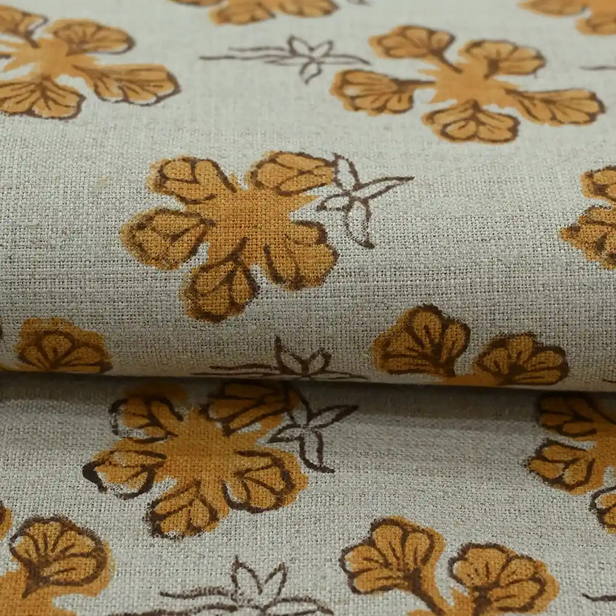Kaelith Floral Block Print Linen Fabric