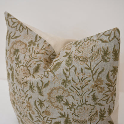 Sydney Warm Linen Block Print Pillow Cover