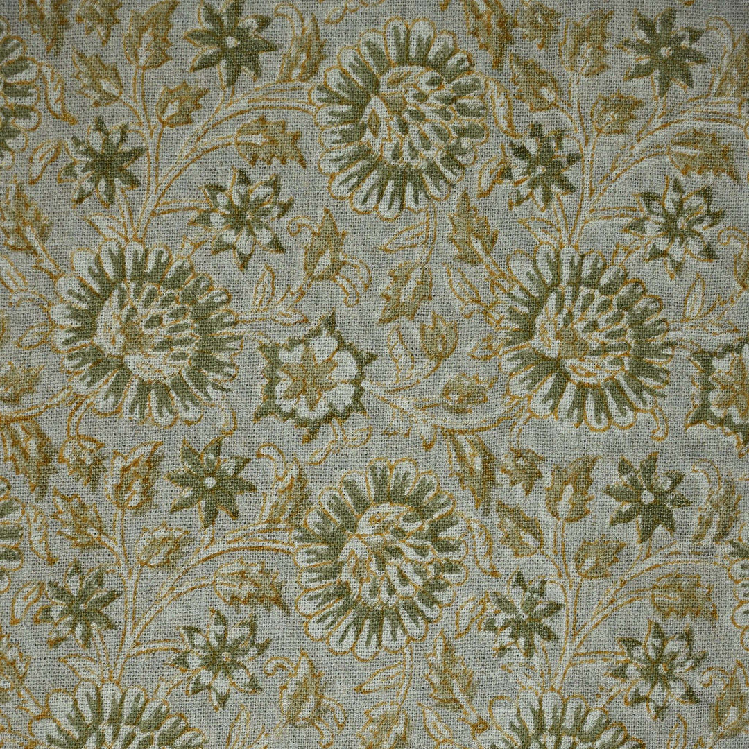 Dahlina Artisan Block Print Linen Fabric