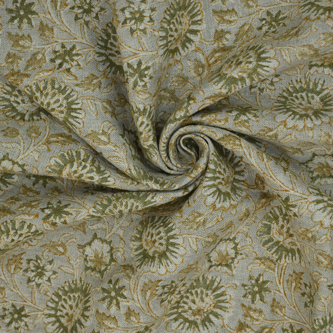 Dahlina Artisan Block Print Linen Fabric