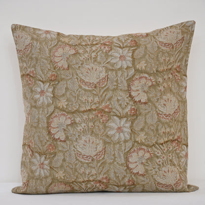 Sydney Terracotta Linen Block Print Pillow Cover