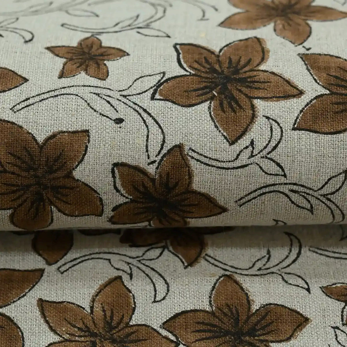 Jacquard Floral Block Prinrt Linen Fabric
