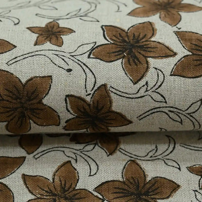 Jacquard Floral Block Prinrt Linen Fabric