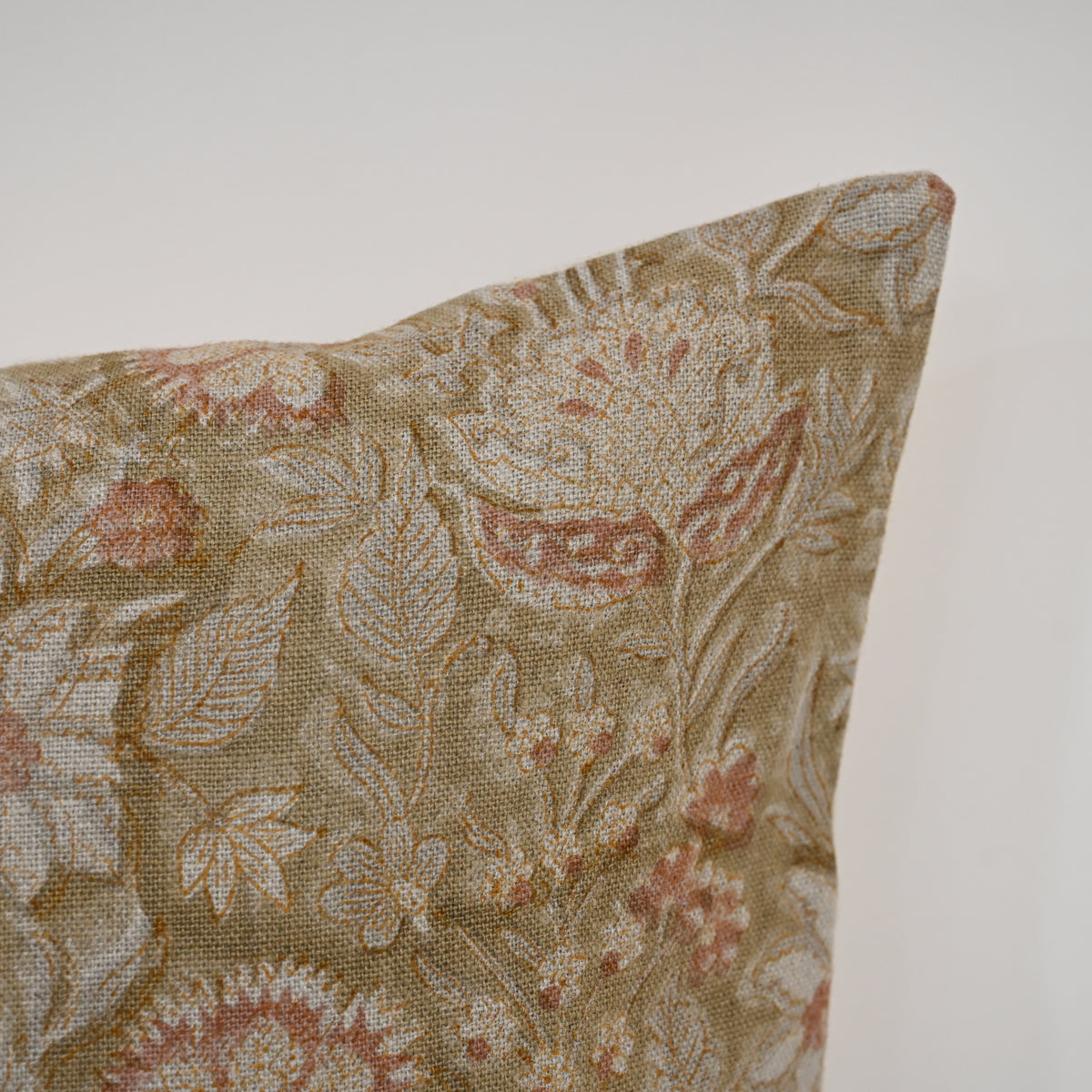Sydney Terracotta Linen Block Print Pillow Cover