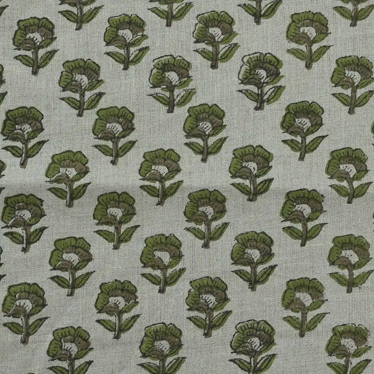 Andrea Floral Block Print  Linen Fabric