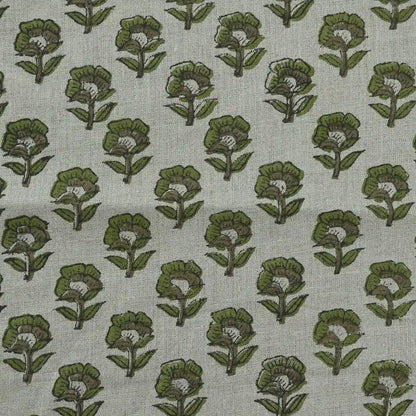 Andrea Floral Block Print  Linen Fabric