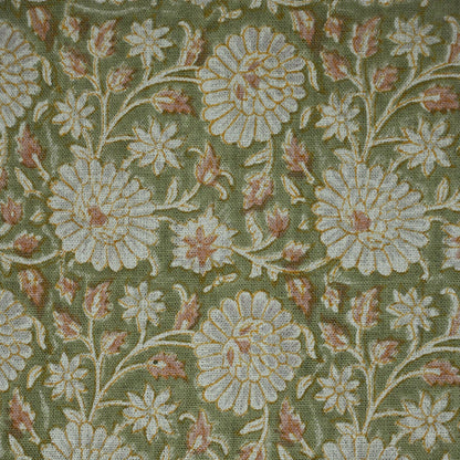 Alexis Floral Linen Block Print Fabric
