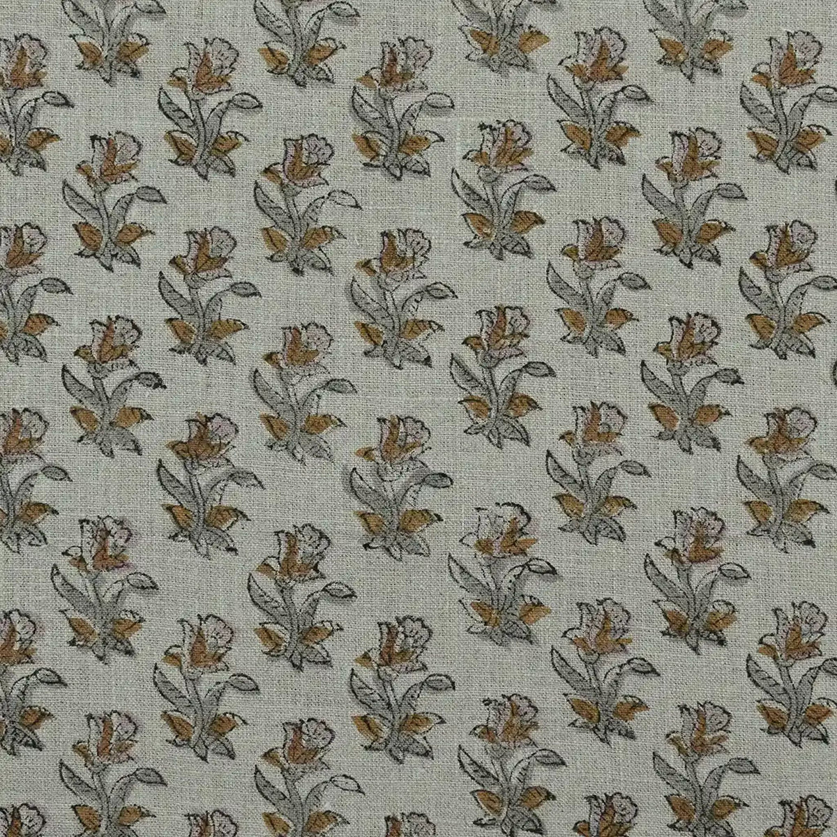 Jaswyn Floral Block Print Linen Fabric