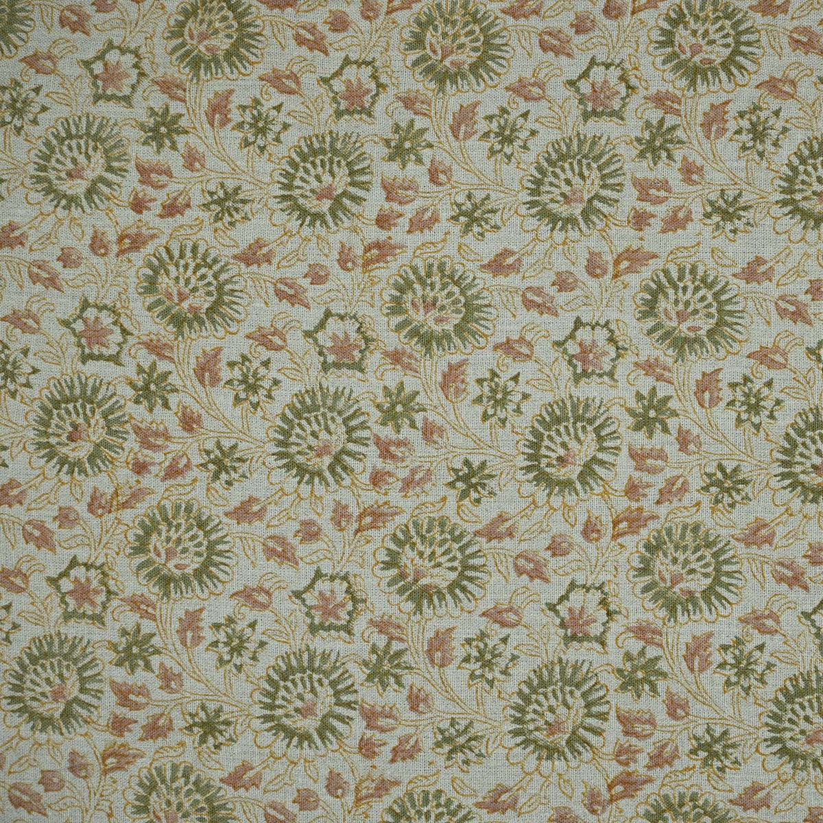 Alexis Floral Linen Block Print Fabric