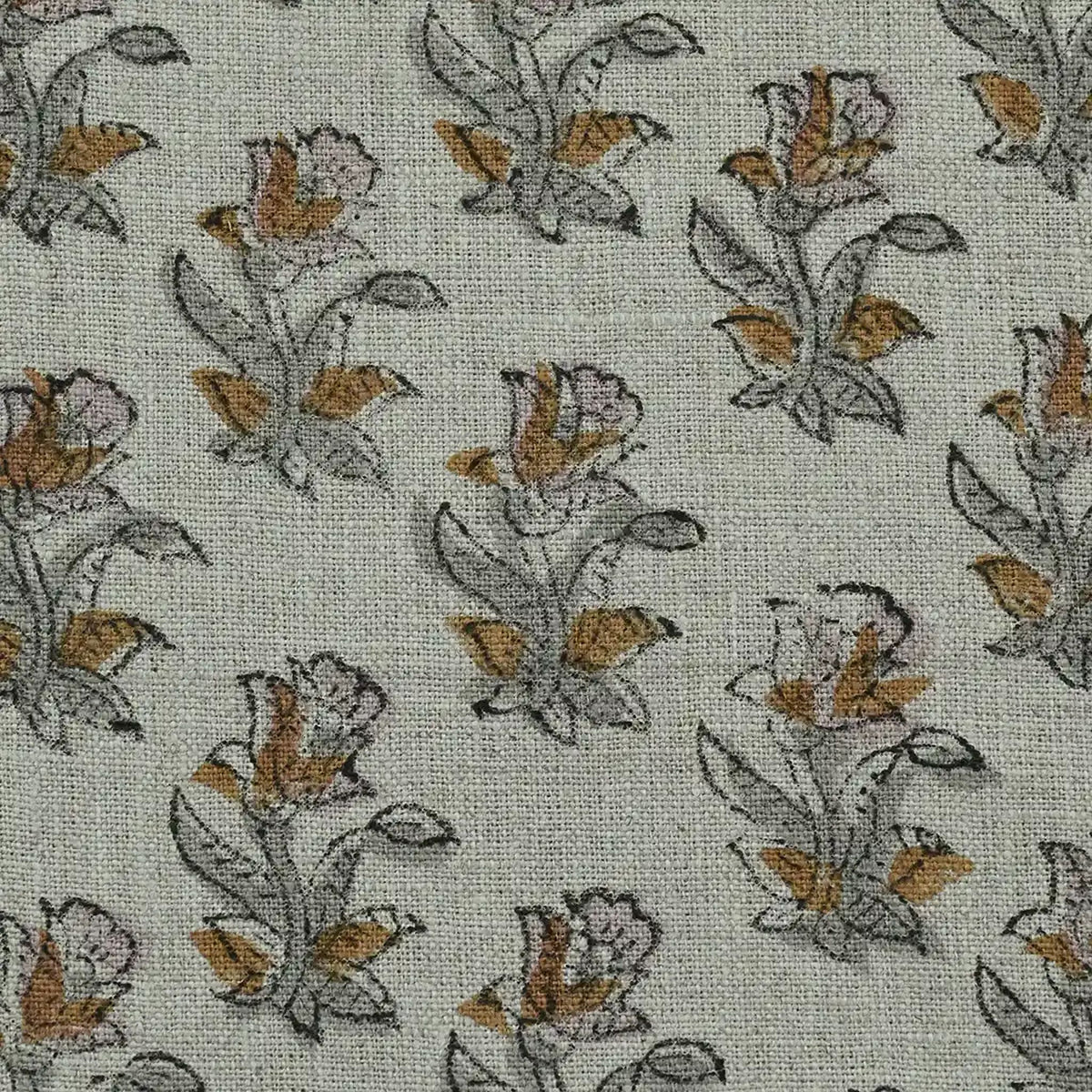 Jaswyn Floral Block Print Linen Fabric