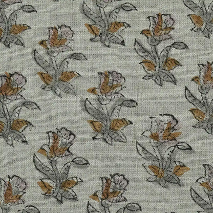 Jaswyn Floral Block Print Linen Fabric