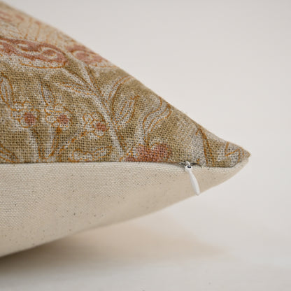 Sydney Terracotta Linen Block Print Pillow Cover