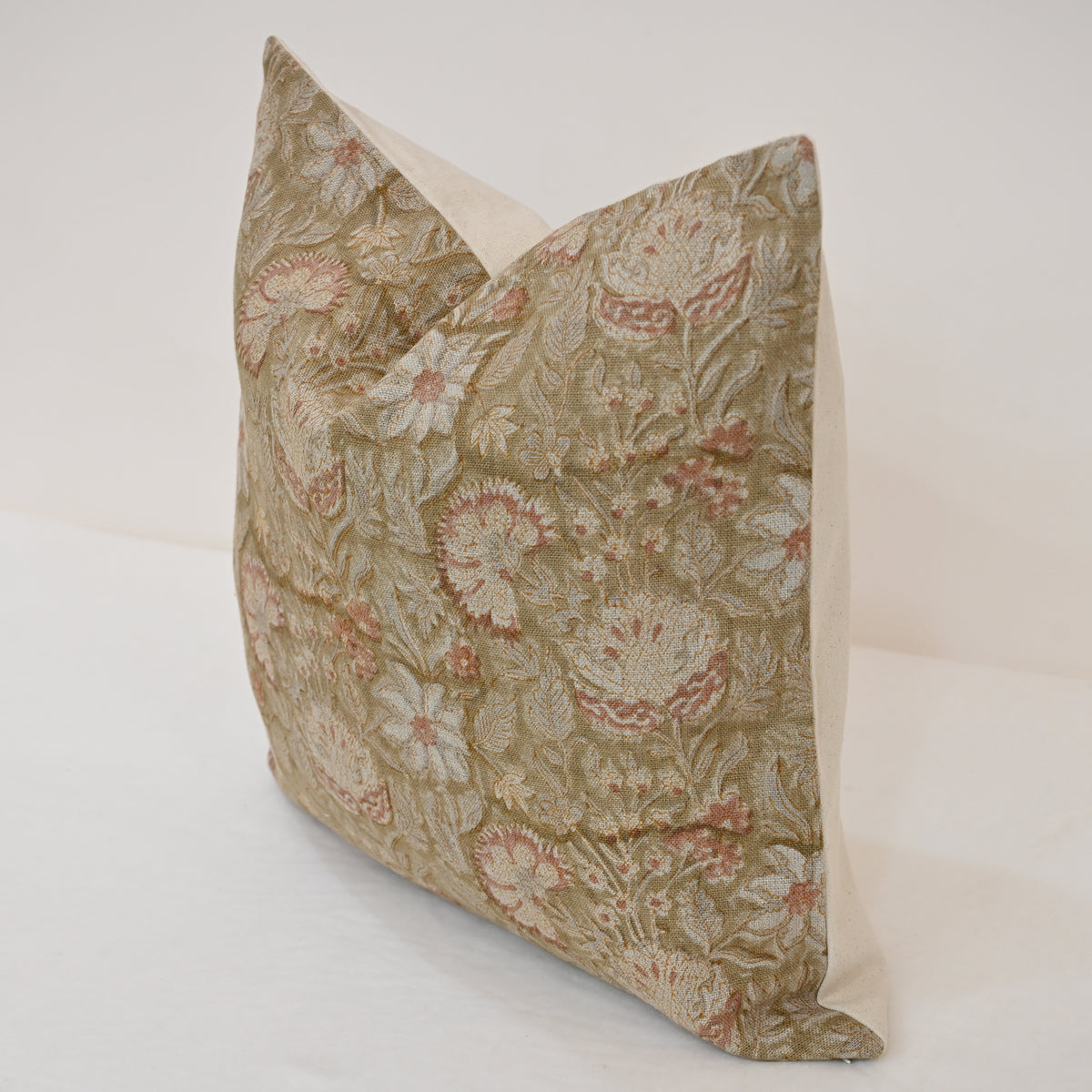 Sydney Terracotta Linen Block Print Pillow Cover