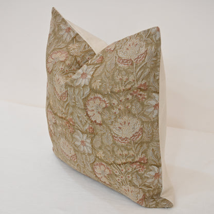 Sydney Terracotta Linen Block Print Pillow Cover