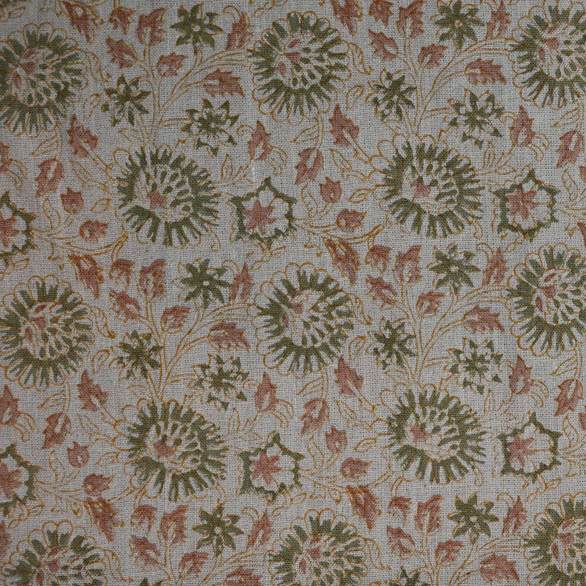 Alexis Floral Linen Block Print Fabric