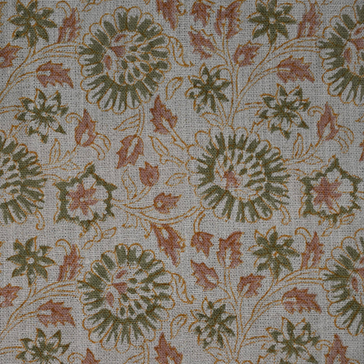 Alexis Floral Linen Block Print Fabric