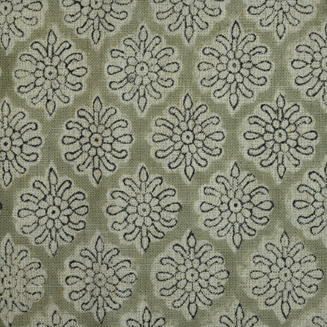 Artisan Block Print Linen Fabric - 4