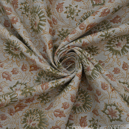 Alexis Floral Linen Block Print Fabric
