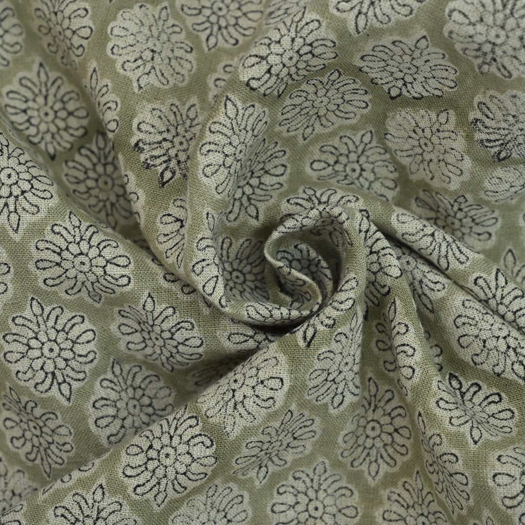 Artisan Block Print Linen Fabric - 4