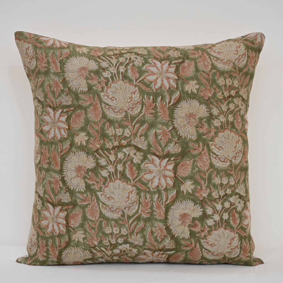 Sydney  Dusty  Linen Block Print Pillow Cover