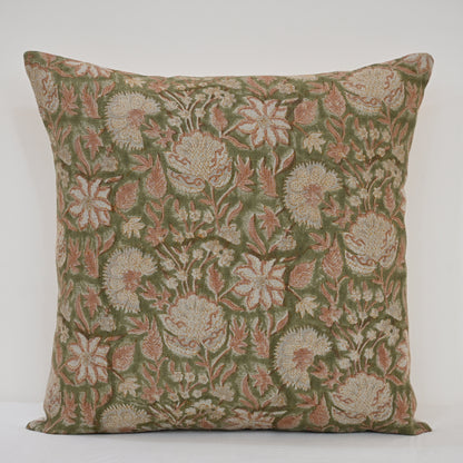 Sydney  Dusty  Linen Block Print Pillow Cover