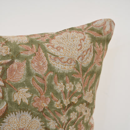 Sydney  Dusty  Linen Block Print Pillow Cover