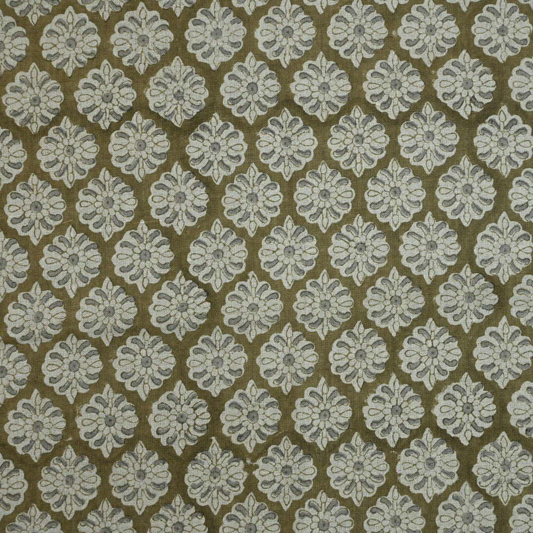 Artisan Block Print Linen Fabric - 4