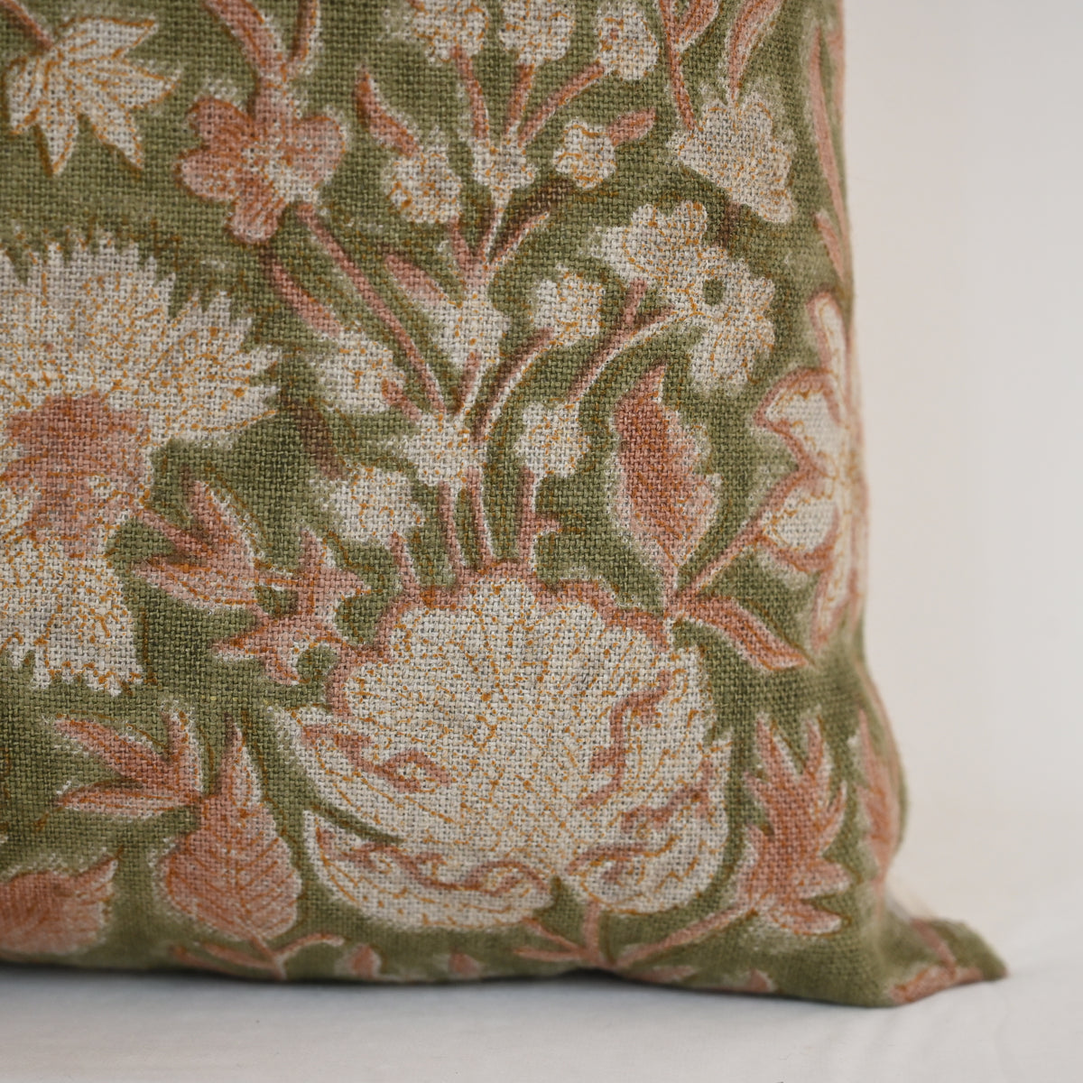 Sydney  Dusty  Linen Block Print Pillow Cover