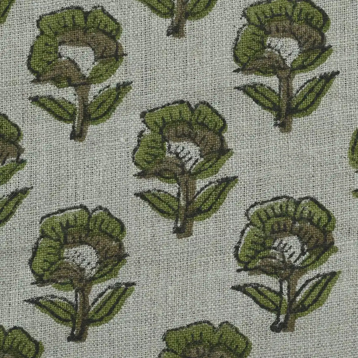 Andrea Floral Block Print  Linen Fabric