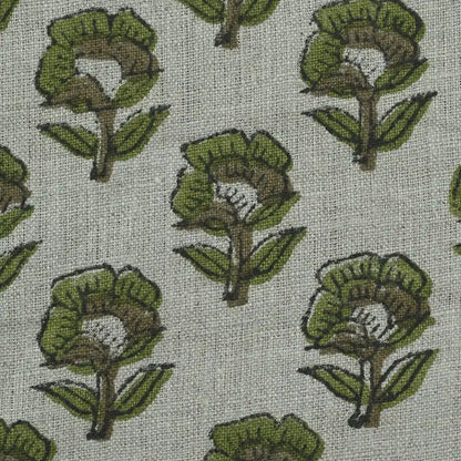 Andrea Floral Block Print  Linen Fabric