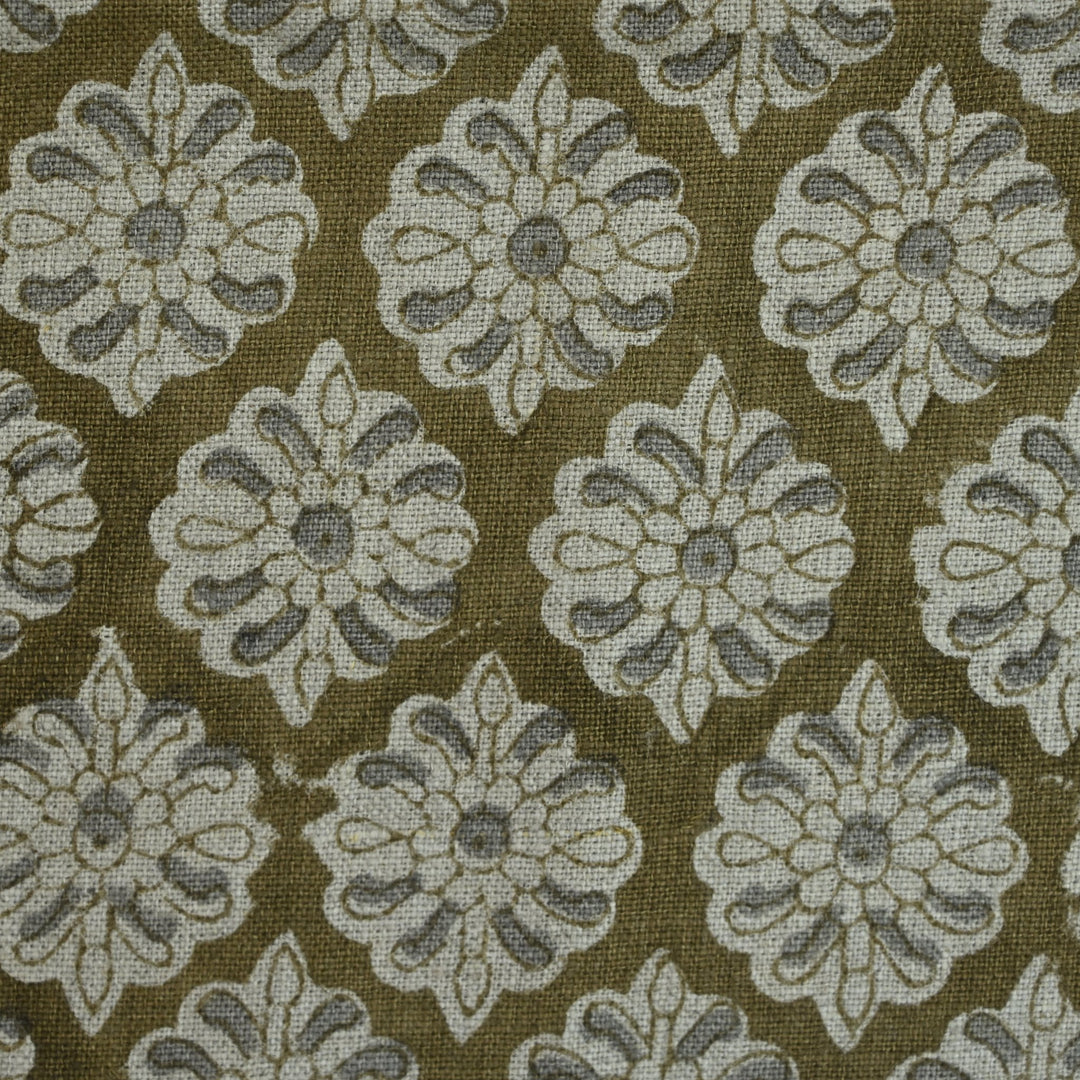 Artisan Block Print Linen Fabric - 4
