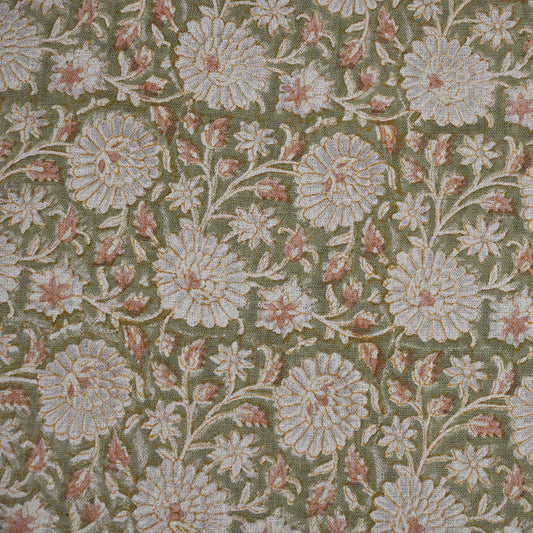 Artisan Block Print Linen Fabric -3
