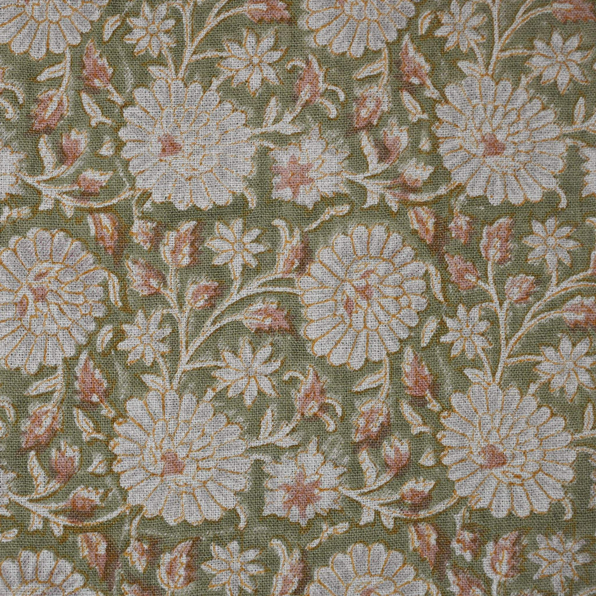Artisan Block Print Linen Fabric -3