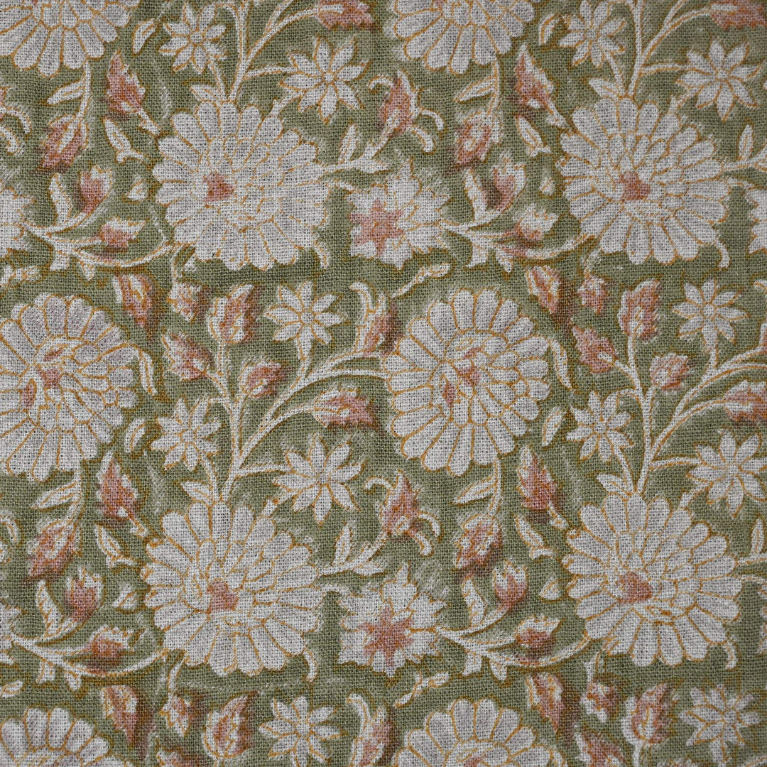 Artisan Block Print Linen Fabric -3